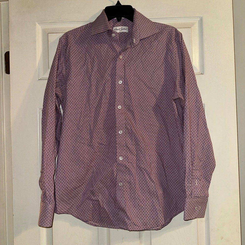 Robert Graham Dobby Weave Button Down Shirt Long Sleeve‎ Designer Size 15.5